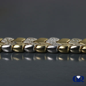 Women's 2.00 Carat Round Cut Diamond Bracelet In 14K White & Yellow Gold - Diamond Rise Jewelry