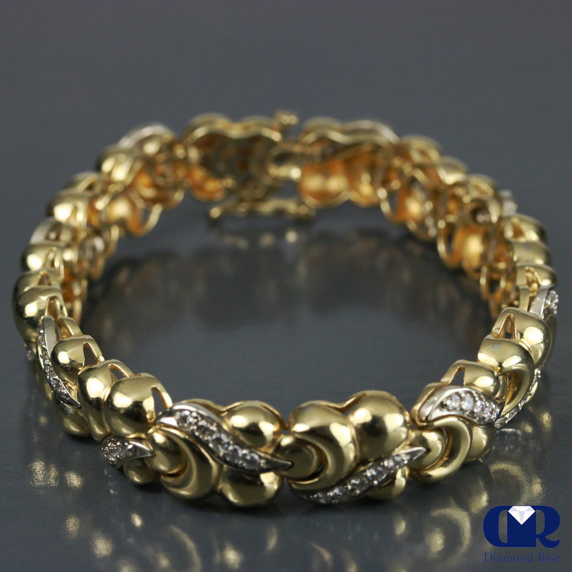 Women's Vintage Diamond Bracelet In 14K White And Yellow Gold - Diamond Rise Jewelry