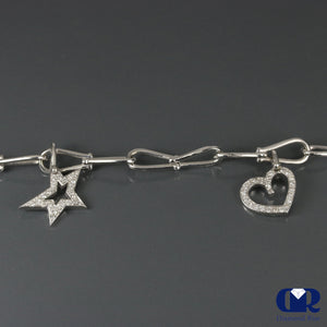 Women's Round Cut Diamond Charms Bracelet In 14K White Gold - Diamond Rise Jewelry