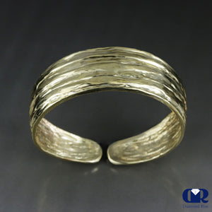 Handmade Diamond 10K Gold Open Bangle Bracelet - Diamond Rise Jewelry
