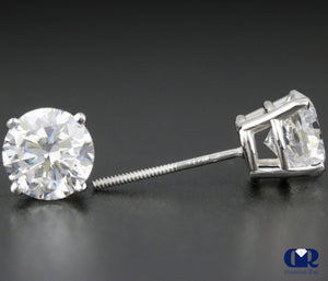 1.50 Carat Round Cut Diamond Stud Earrings 14K Gold With Screw Back - Diamond Rise Jewelry