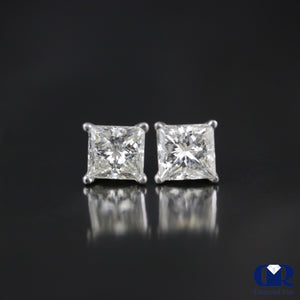 1.27 Carat Princess Cut Diamond Stud Earrings In 14K Gold With Screw Back - Diamond Rise Jewelry