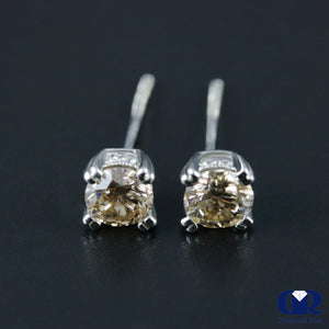 Diamond Stud Earrings In 14K White Gold With Post - Diamond Rise Jewelry