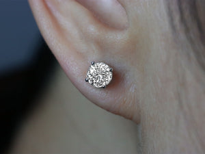 1.00 Ct Round Cut Diamond Stud Earrings In 14K White Gold - Diamond Rise Jewelry