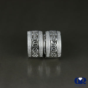 Unique Solid White Gold Huggie Hoop Earrings - Diamond Rise Jewelry