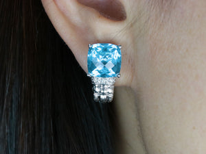 Natural Topaz & Diamond Earrings In 14K Gold With Omega Back - Diamond Rise Jewelry