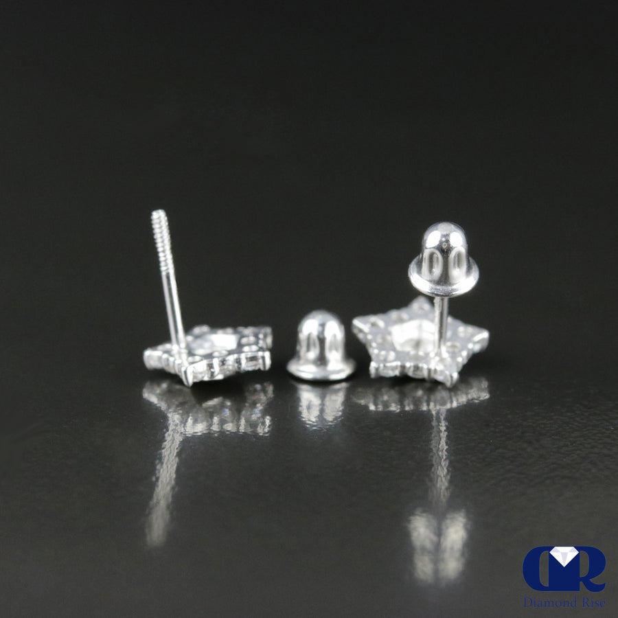 Star Shape Diamond Stud Earrings In 14K Gold - Diamond Rise Jewelry
