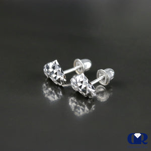 14K White Gold Heart Shape Stud Earrings With Screw Back - Diamond Rise Jewelry
