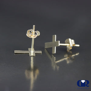 14K Gold Cross Shaped Earrings With Post - Diamond Rise Jewelry