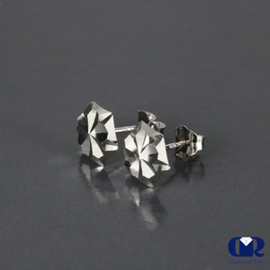 14K White Gold Snowflake Stud Earring 7 mm With Push Back
