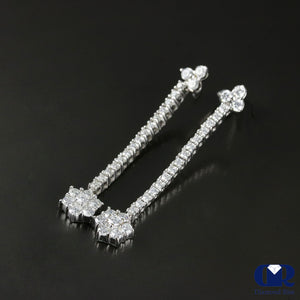 1.26 Carat Round Cut Diamond Drop Dangle Earring With Post In 18K Gold - Diamond Rise Jewelry