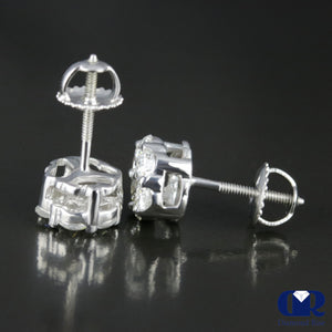 1.20 Carat Round Natural Diamond Cluster Stud Earrings In 14K White Gold - Diamond Rise Jewelry
