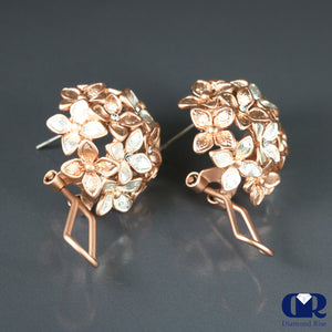 Diamond Flower Blooming Earrings In 14K Rose Gold - Diamond Rise Jewelry