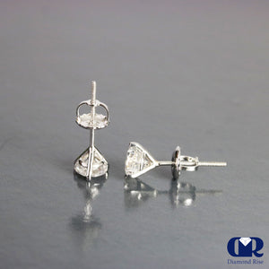 1.00 Ct Round Cut Diamond Martini Stud Earrings In 14K Gold - Diamond Rise Jewelry