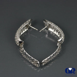 Women's 3.00 Carat Round Cut Diamond Huggie Hoop Earrings In 18K White Gold - Diamond Rise Jewelry