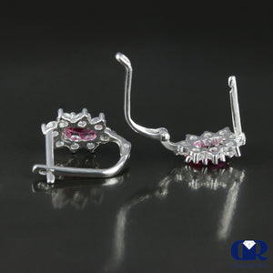 1.28 Ct Marquise Ruby & Diamond Earrings 14K White Gold With Lever back - Diamond Rise Jewelry