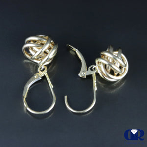 14K Yellow Gold Love Knot Dangle Earrings With Leverback - Diamond Rise Jewelry