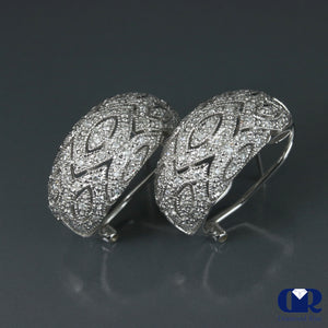 0.80 Carat Diamond Huggie Hoop Earrings In 14K White Gold With Omega Back - Diamond Rise Jewelry