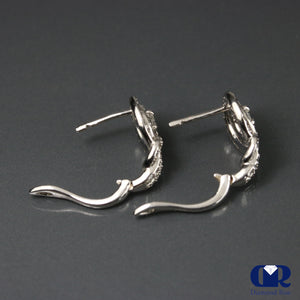 0.85 Carat Round Cut Diamond Huggie Hoop Earrings In 14K White Gold - Diamond Rise Jewelry