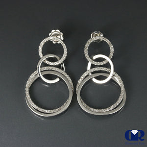 1.00 Ct Diamond Drop Loop Earrings In 14K Gold With Post - Diamond Rise Jewelry