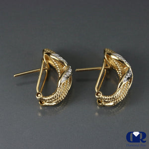 Women's Round Cut Diamond X Shaped Earrings In 14K Gold With Omega Back - Diamond Rise Jewelry