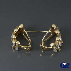 0.86 Ct Diamond Hoop Huggie Earrings In 14K Gold With Omega Back - Diamond Rise Jewelry