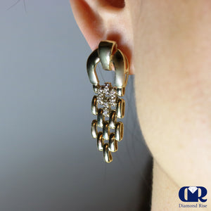 Diamond Dangle Drop Earrings In 14K Gold With Post - Diamond Rise Jewelry