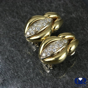0.75 Ct Diamond Hoop Huggie Earring IN 14K Gold With Omega Back - Diamond Rise Jewelry
