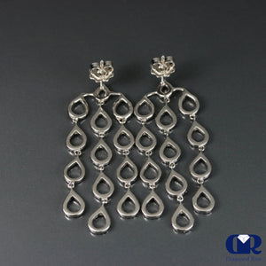 1.00 Ct Diamond Dangle Drop Earrings In 14K Gold With Post - Diamond Rise Jewelry