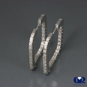 Diamond Square Shaped Hoop Earrings In 14K White Gold - Diamond Rise Jewelry