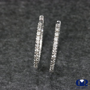 0.70 Carat Round Cut Diamond Inside-Out Hoop Earrings In 14K White Gold - Diamond Rise Jewelry