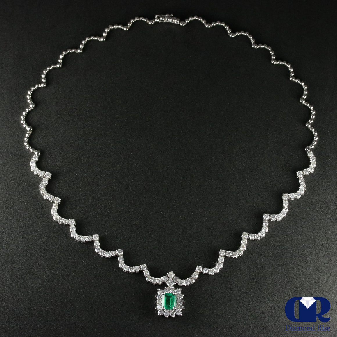 Columbia Emerald & Diamond Drop Pendant Necklace In 18K White Gold ...