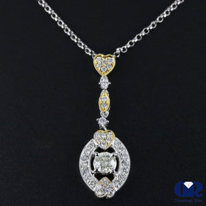 Round Cut Diamond Pendant Necklace In 18K White Gold 18" - Diamond Rise Jewelry
