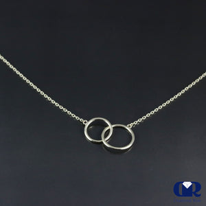 14K Yellow Gold Double Loops Necklace Adjustable Chain 15"-17" - Diamond Rise Jewelry