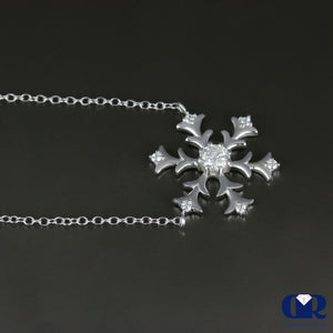 Round Cut Diamond Snowflake Pendant necklace In 14K Gold - Diamond Rise Jewelry