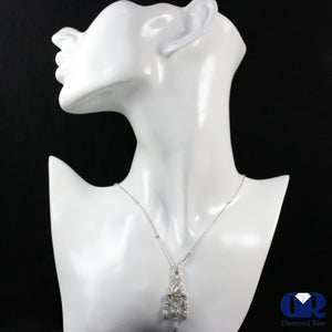 Marquise & Round Diamond Drop Necklace In 18K White Gold 17" - Diamond Rise Jewelry