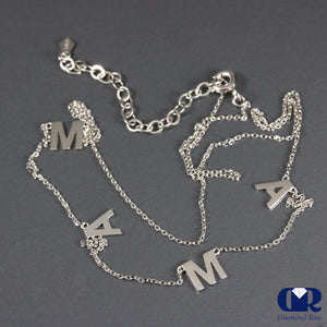 14k White Gold "MA MA" Leter Necklace 16" - 18"