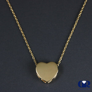 14k Yellow Gold Heart Shaped Solitaire Pendant Necklace With Chain 16"-18"