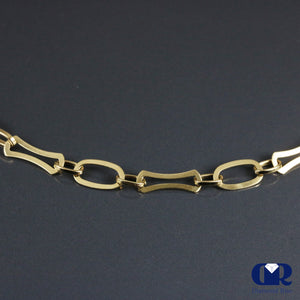 14K Yellow Gold Flat Multi Shaped Link Chain Necklace 23 Inch