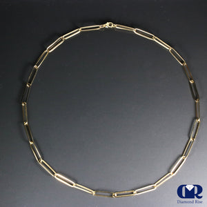 14K Yellow Gold Paper Clip Chain Necklace 16" Hollow Inside