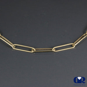 14K Yellow Gold Paper Clip Chain Necklace 16" Hollow Inside