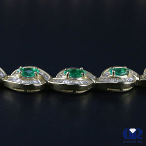 Marquise Emerald & Diamond Necklace In 14K Yellow Gold 16" - Diamond Rise Jewelry