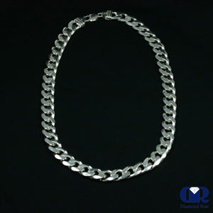 Men's 12 mm Cuban Chain Necklace In 14K White Gold - Diamond Rise Jewelry