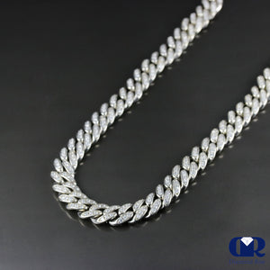 14K White Gold Diamond Miami Cuban Chain Necklace 22" 11 mm 17.65 Ct