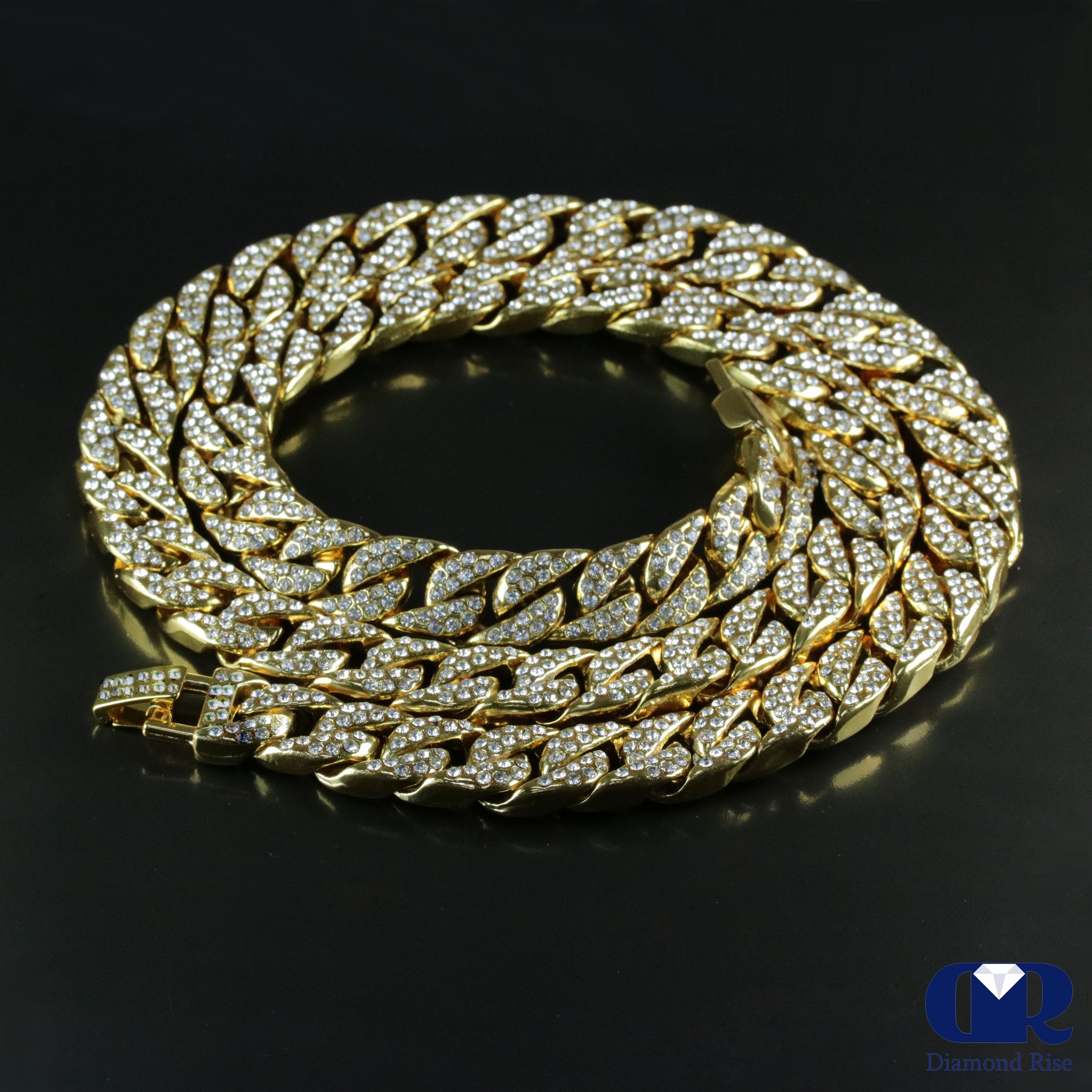 Men's 20 Ct Diamond Cuban Link Chain Necklace 30 Inch 14K Yellow