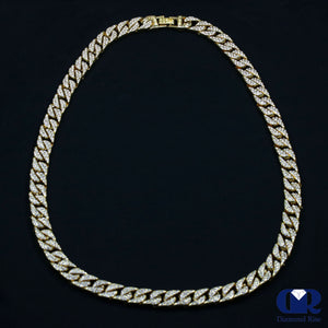 Men's Diamond Cuban Link Chain Necklace 30 Inch In 14K Yellow Gold 15 mm - Diamond Rise Jewelry