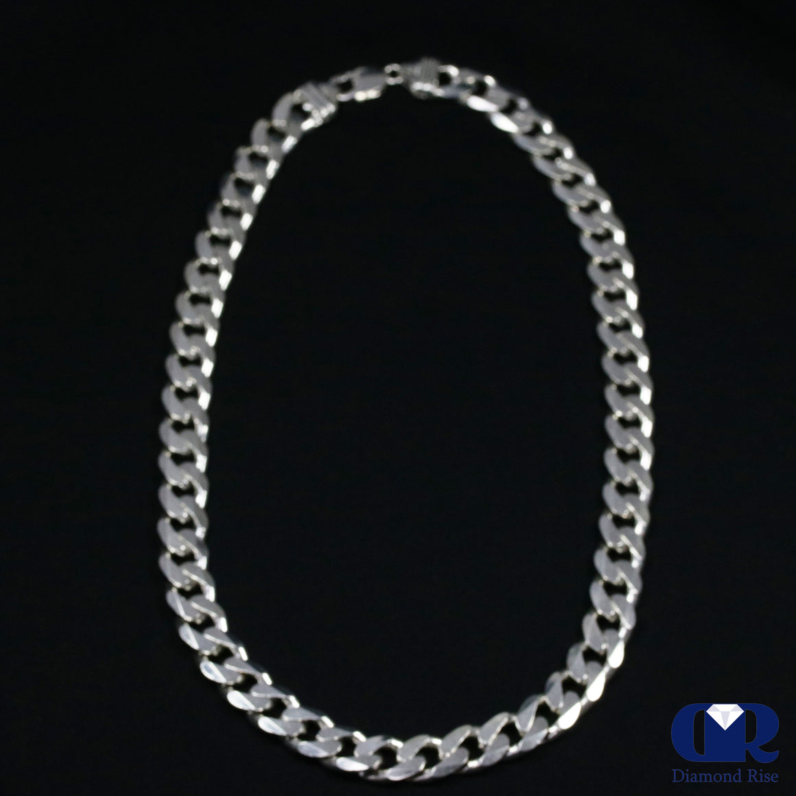 Round 925 Silver Diamond Cuban Link Bracelet, Weight: 15 Gram