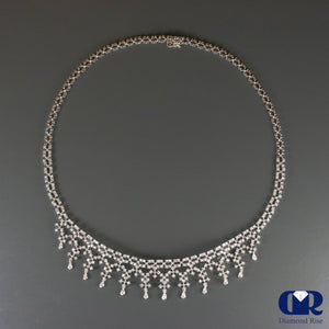 3.85 Ct Round Cut Diamond Necklace In 14K White 17" - Diamond Rise Jewelry