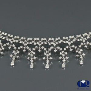 3.85 Ct Round Cut Diamond Necklace In 14K White 17" - Diamond Rise Jewelry