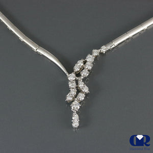Diamond Necklace With Omega Chain In 14K White Gold - Diamond Rise Jewelry